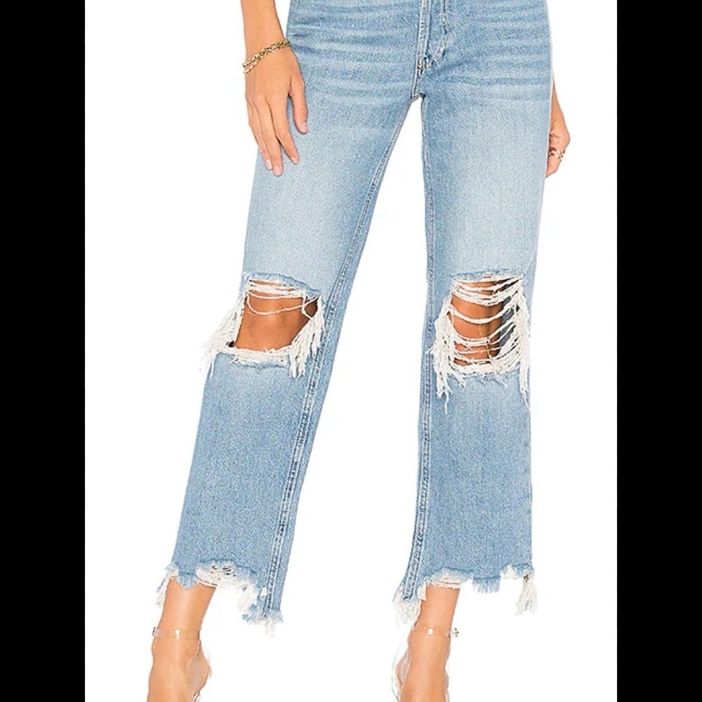 Free People Maggie Distressed Straight Leg Jeans Wide leg loose Acubi Grunge